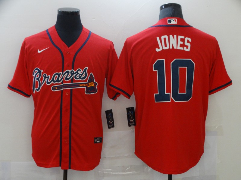 Men's Atlanta Braves Chipper Jones #10 Red Jersey